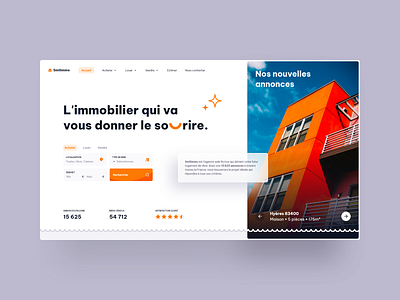 Smilimmo - L'agence immo. qui vous donne le sourire agency design estate home house logo search smile ui ui design ux web website