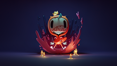 Little Possessed Dude (Dark Version) 3d b3d blender cute doodle halloween illustration lighting possessed render