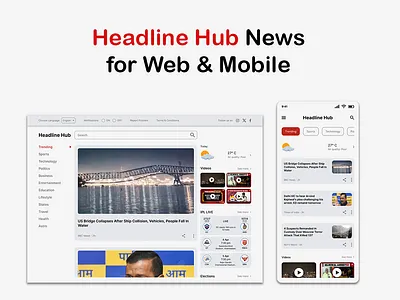 Headline Hub News for Web & Mobile UI Design design headline headline hub mobile news news article phone ui ux web website