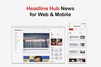 Headline Hub News for Web & Mobile UI Design design headline headline hub mobile news news article phone ui ux web website