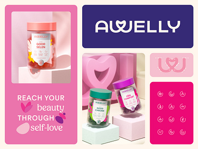 Awelly Branding & Packaging Design - Women's Supplement 3d brand identity branding health label logo medicine packaging supplement ui vitamins wellness womens