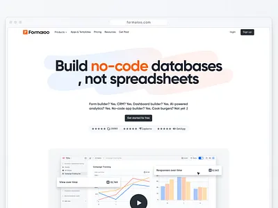 Formaloo Landing Page crm data database formaloo landing landingpage no code platform ui