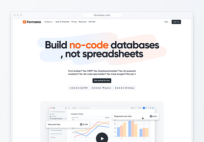 Formaloo Landing Page crm data database formaloo landing landingpage no code platform ui