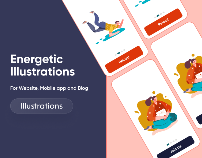 Energetic Illustrations adobe illustrator digital art figma graphic design illustrations