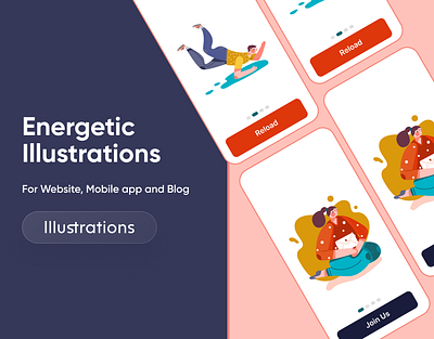 Energetic Illustrations adobe illustrator digital art figma graphic design illustrations