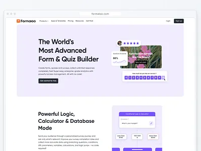 Formaloo landing page - Form & Quiz builder form form builder formaloo landing landing page quizz survey ui