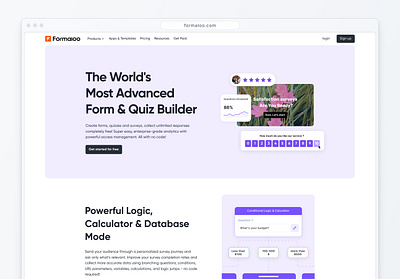 Formaloo landing page - Form & Quiz builder form form builder formaloo landing landing page quizz survey ui