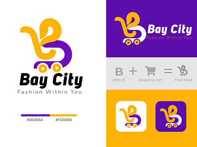 Modern E-commerce shopping logo bay cart logo city clean shopping logo ecommerce logo fashion logo graphic design letter b cart letter b shopping logo letter logo logo shop shopping logo