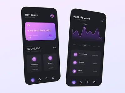 Banking App - Mobile Design 2021 2021 design 2021 trend alphadesign app bank banking app branking clean dark design designs illustration julius branding logo modern online banking trends trendy ui