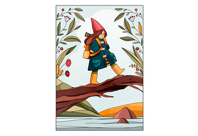 Gnome 2d book illustration cap cartoon character character design dwarf fairytale fantasy forest gnome illustration line nordic outline pose retro vector vintage waldorf