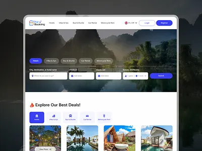 StarBooking - Online Travel Agent Website busticketingwebsite buswebsite carrent design figma indonesia motorcyclerent onlinebooking onlinetravel onlinetravelagent ticketbooking travelwebsite uiux uiuxdesign webdesign webinspiration website websiteuiux