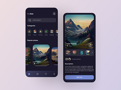 Travel App - UI Design adventure android app app design experience illustration inspiration ios minimal mobile app design new onboarding popular design travel travel app travel apps ui uiux uix ux