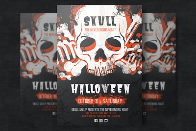 Halloween Party Flyer catalog clean design flyer poster ghost graphic design halloween halloween flyer halloween night halloween party horror illustration indesign magazine movie poster print printable scary template