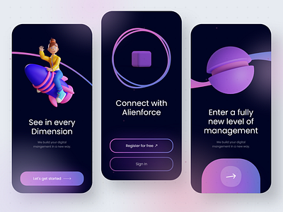 Dimension App - Mobile Design Concept 2021 2021 design 2021 trend alphadesign app design clean design designapp designs easy illustration julius branding logo manage manager modern task tasks tool ui