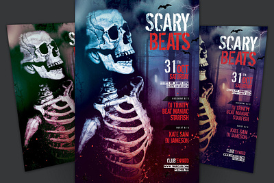 Scary Beats Flyer beats catalog clean design flyer flyer halloween flyer horror ghost halloween poster horror illustration indesign magazine october poster flyer print printable pumpkin scary template