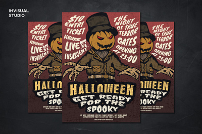 Pumpkin Halloween - Flyer Template catalog clean design flyer ghost graphic design halloween halloween flyer halloween poster illustration indesign magazine motion graphics night print printable pumpkin pumpkin ghost scary template