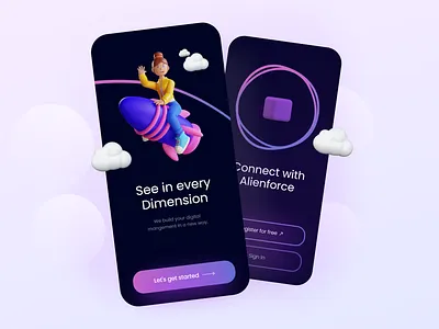 Alien Dimension - Mobile Concept Design 2021 2021 design 2021 trend 3d alien alphadesign animation branding clean dark design designs dimension graphic design illustration julius branding logo modern motion graphics ui