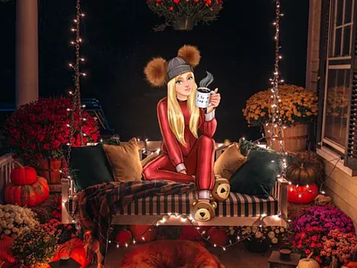 X-Mas girl animation branding cartoon character character creative design disney style graphic design illustration photoshop procreate