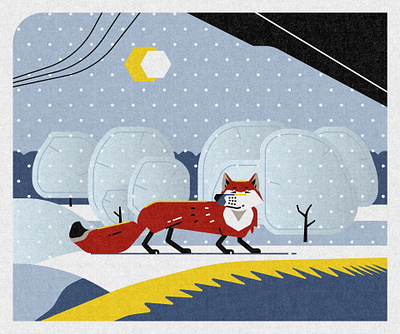 Fox animals design flat fores illustration minimalism nature texture