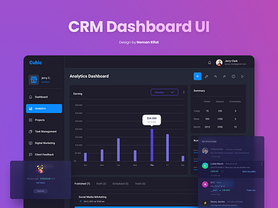 CRM Dashboard UI Design crm crm dashboard ui crmdashboard cutomer relationship management dashboard dashboard ui design designinspiration graphic design ui user experience user interface