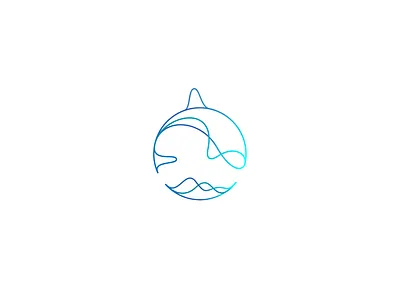 Orca branding designer fish gradient hire identity illustration killer lineart logo minimal ocean orca sea simple water wave whale