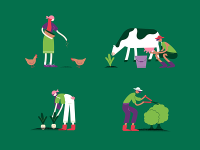 Growers & Farmers agriculture chickens cows design digital art digital illustration farm farmer farming grower growers illustration illustrator livestock nature plants vector vector illustration vegetables