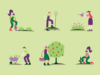 Growers & Farmers agriculture animals design digital art digital illustration farm farmer farming fruit gardening grower illustration illustrator plants produce vector vector illustration vegetables