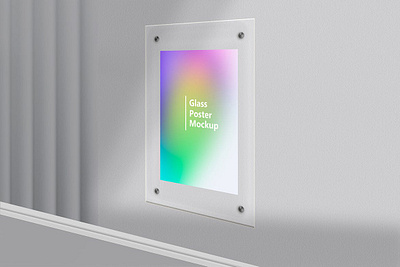 Glass Poster Mockup artwork banner brand branding creative design glass gradient logo mockup poster poster design poster template posters posters template presentation print screen showcase texture