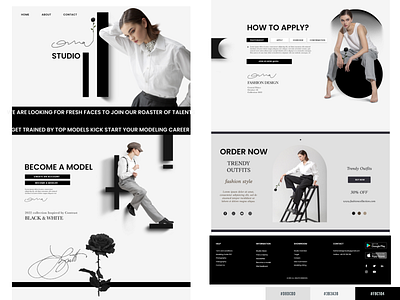 Fashion Web Homepage UI black and white clothes color palette design fashion illustration landing page minimalistic model modern new simple ui uiux website