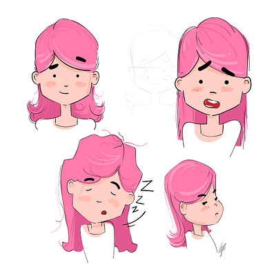 pink hair girl illustration character character design design flat girl illustration illustration art vector