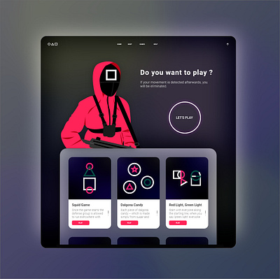 Squid Game User Interface Design gamewebsite graphic design illustration illustrator squidgame ui userexperience userinterface ux webdesign