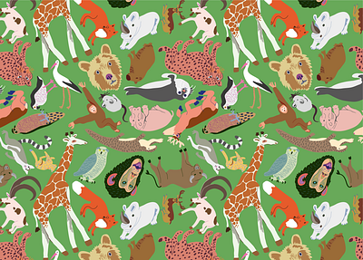 zoo pattern green ai animals design forkids illustrator pattern vector vector art vector illustration zoo