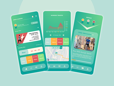 Concept - Running App android app branding compatable design illustration ios minimalis running simple ui user friendly ux vector winner