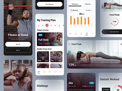 My Fitness - Mobile App activity app challenge coach fitness gym health home interface ios online personal trainer running stats training ui ux video weight workout