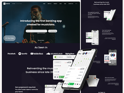 Nerve - Banking for the music industry branding design graphic design ui web design