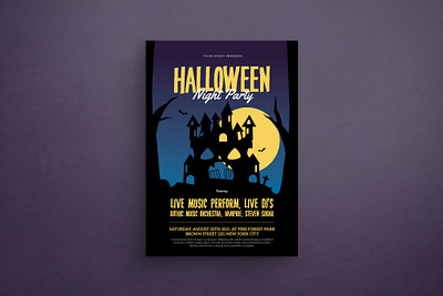 Halloween Night Party catalog clean design ghost halloween halloween flyer halloween night halloween poster illustration indesign magazine monster movie poster horror print printable pumpkin template treat witch