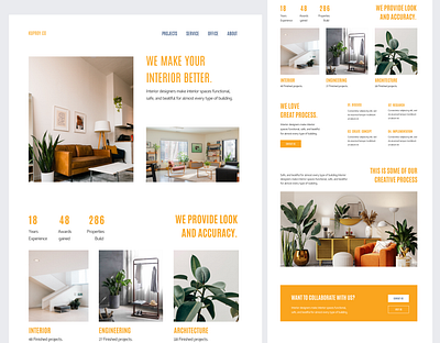 Interior design landing page branding design graphic design ui ux web design