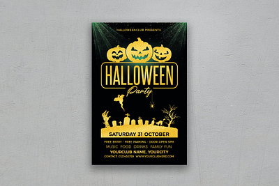 Halloween Party catalog clean design flyer poster ghost halloween halloween flyer horror illustration indesign magazine movie night october poster print printable pumpkin scary template