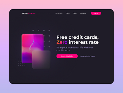 Landing page design for a credit card company. banking credit cards lol ui ux web design