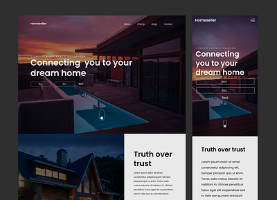 Landing Page design for a real estate company design houses realestate ui web design