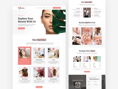 Evolve Beauty salon landing page design beauty app beauty clinic beauty salon landing page cosmetics fashion girl salon skin treatment spa spa landing page surgery treatment ui ux web design website