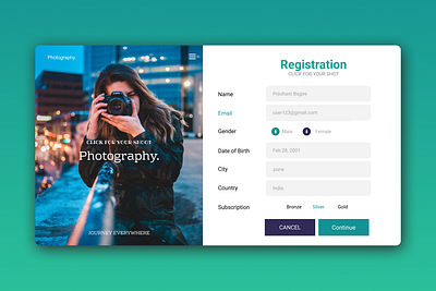 Photography site registration design branding design graphic design illustration typography ui ux