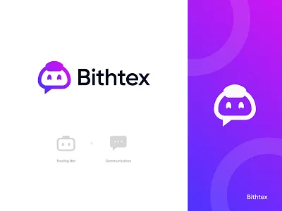 Bithtex Trading Chatbot Logo Design: Trading Bot + Communication artificial intelligence bot bot logo branding chatbot chatbot logo crypto crypto bot crypto exchange cryptocurrency forex trading logo design modern logo robot logo startup symbol technology logo trading trading bot trading bot logo