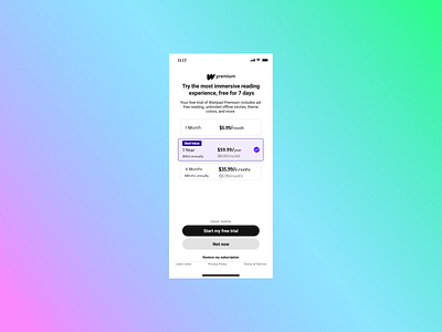 Paid subscription UI design icon typography ui ux