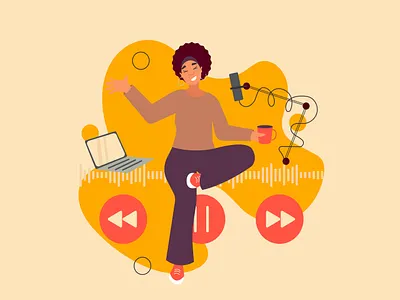 Recording a podcast character design flat illustration podcast vector vectorillustration