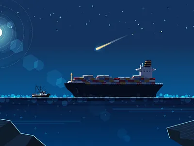 Ship aftereffects animación animation design illustration illustrator inktober moon ship