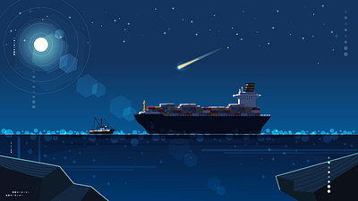 Ship aftereffects animación animation design illustration illustrator inktober moon ship
