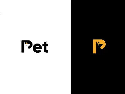 Pet - Dog Care Logo a c d e f g h app logo black brand identity branding branding agency dog care logo dog e commerce dog logo illustration logo logodesign modern logo p dog logo p logo pet logo pet love yellow