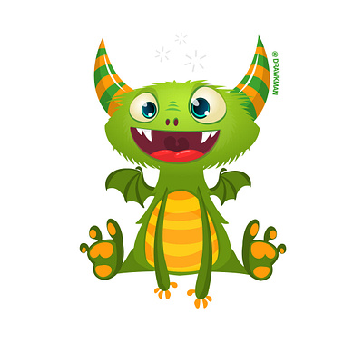 | bwaby dwagon | - cartoon funny dragon design cartoon character design dragon drawkman funny green halloween illustration monster