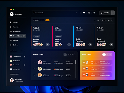 Project Managment Dashboard 🔥 chat dark dashboard dashboard ui managing project project managment task ui uiux web website